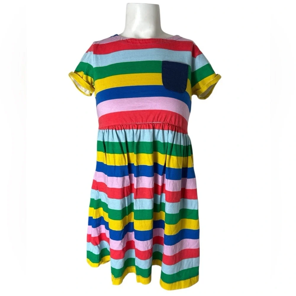 Mini Boden Rainbow Striped Kids Dress - Picture 1 of 4